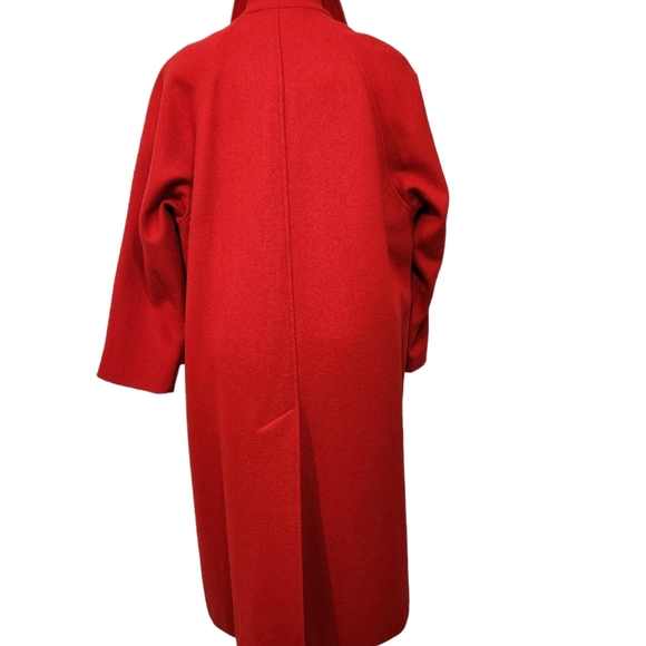 Collection elegante 3/4 red wool long coat - Picture 9 of 16